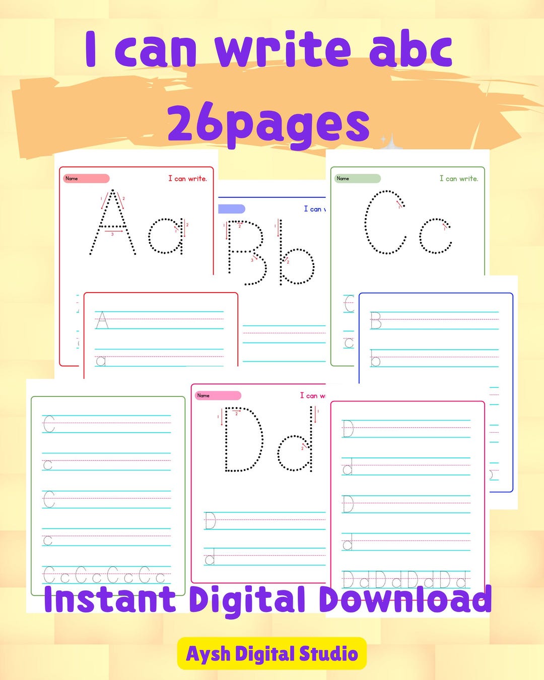 My First Abc Write My First Alphabet Writing Book | Fun A–Z Tracing (54 Pages) - Etsy
