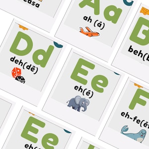 Flashcards de l'alphabet portugais | Cartes ABC imprimables pour enfants | Apprendre le portugais pour les tout-petits et les enfants d'âge préscolaire | Ressource éducative bilingue