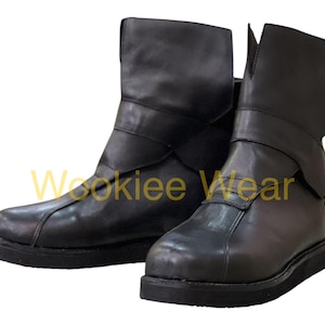 Clone Trooper Black Leather Cosplay Boots: Custom Made Star Wars Armor Shoes