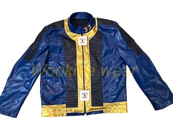 Giacca cosplay in pelle ispirata a Fallout / Costume post-apocalittico da terra desolata / Realizzata a mano su misura per il gaming