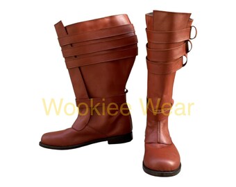 Handmade Obi-Wan Kenobi AOTC Leather Boots: Jedi Cosplay Footwear
