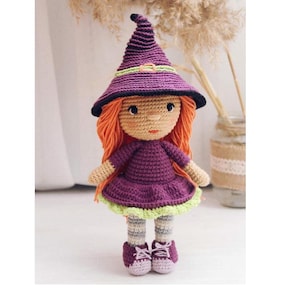 Halloween Witch - Crochet Pattern by Aquariwool Crochet (Crochet Doll Pattern/Amigurumi Pattern for Baby gift)