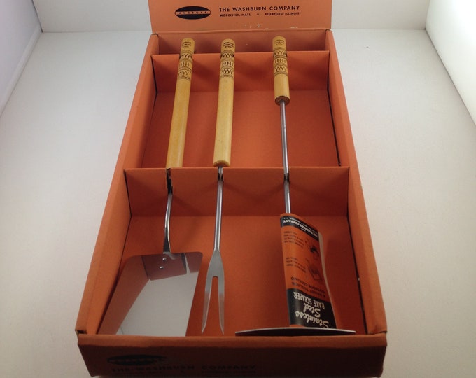 Vintage Androck Stainless Steel Outdoor Barbecue Set With Hardwood