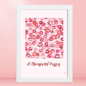Grußkarte A THOUSAND KISSES Romantische Karte mit Kussmund-Motiv – Liebe, Jahrestag, Freundschaft, Valentinstag | à la carte studio