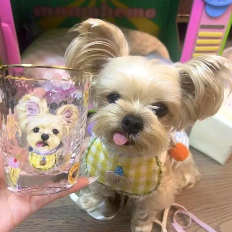 Custom Pet Portrait Painting from Photo Hand Painted Wine Glass Cup Personalized Dog/Cat Portrait Handmade Pet Memorial Gift Pet Owner Gift