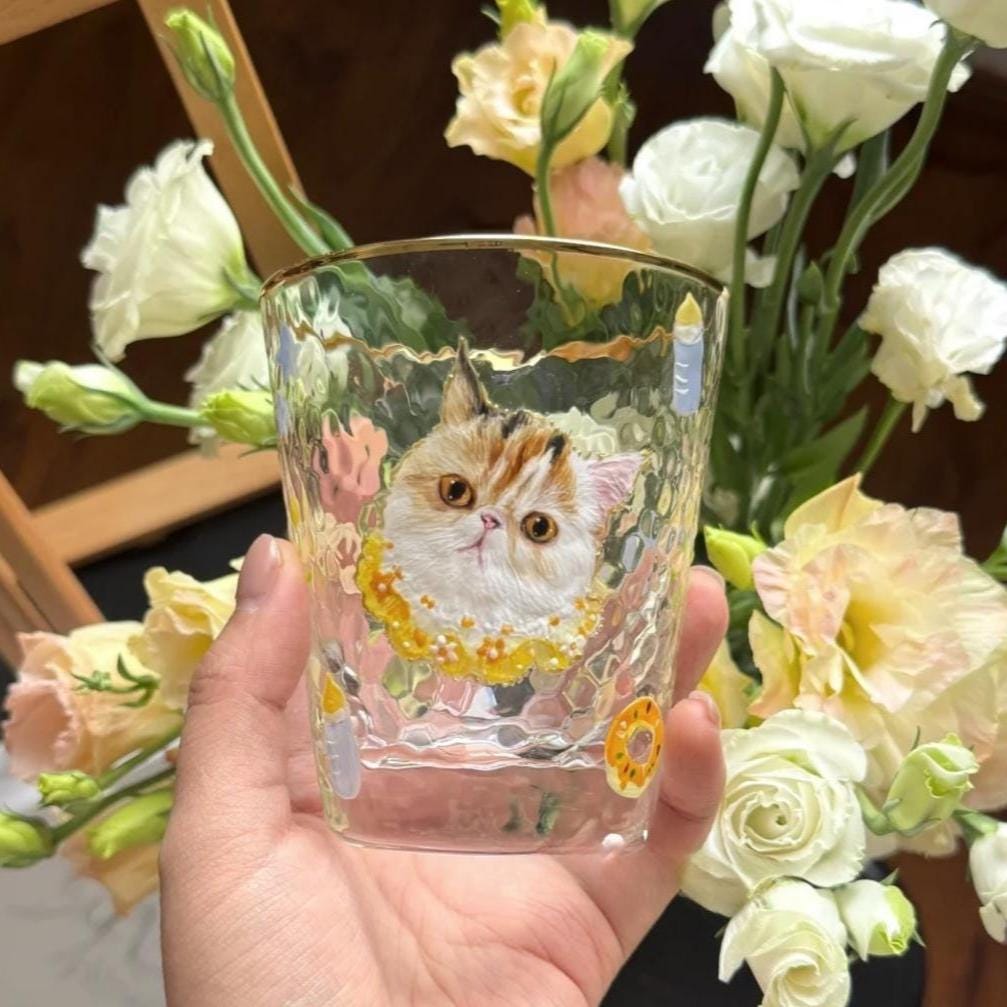 Custom Pet Portrait Painting from Photo Hand Painted Wine Glass Cup Personalized Dog/Cat Portrait Handmade Pet Memorial Gift Pet Owner Gift