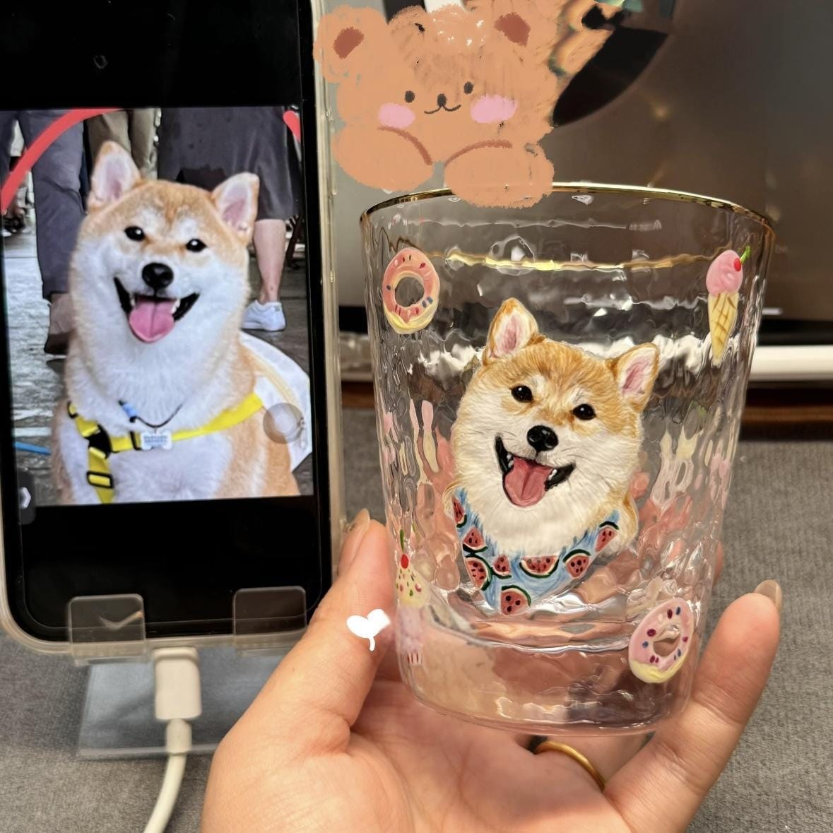 Custom Pet Portrait Painting from Photo Hand Painted Wine Glass Cup Personalized Dog/Cat Portrait Handmade Pet Memorial Gift Pet Owner Gift