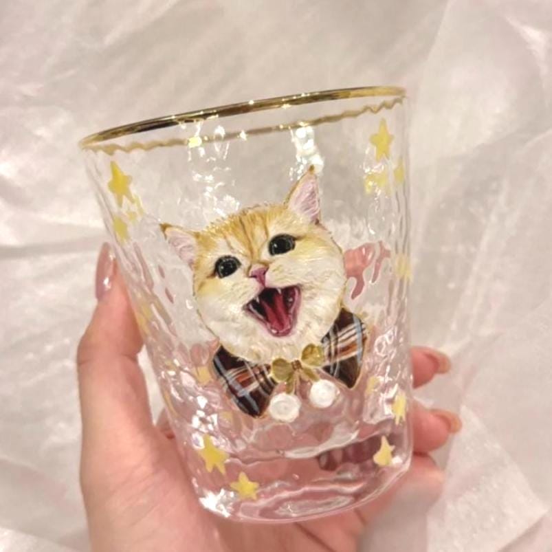 Custom Pet Portrait Painting from Photo Hand Painted Wine Glass Cup Personalized Dog/Cat Portrait Handmade Pet Memorial Gift Pet Owner Gift