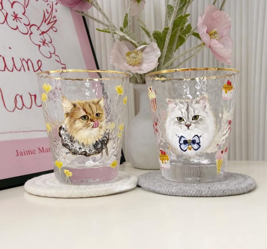 Custom Pet Portrait Painting from Photo Hand Painted Wine Glass Cup Personalized Dog/Cat Portrait Handmade Pet Memorial Gift Pet Owner Gift