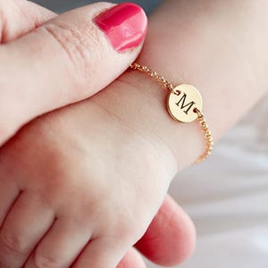 Initial Bracelet - Cursive Letter Charm, Personalized Baby Gift, Stainless Steel