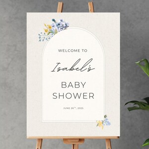 Baby in Bloom Welcome Sign, Wildflower Sign, Editable Template, Baby Shower Decor, Floral Baby Shower, Shower Welcome Sign, Instant Download
