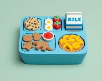 Kids Lunch Food Tray Fidget Clicker with Wrist Strap or Keychain