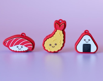 Happy Sushi Fidget Clickers with Wrist Strap or Keychain