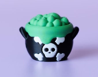 Caldero burbujeante de brujas, juguete fidget clicker espeluznante de Halloween con correa de muñeca o llavero