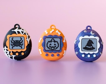 90's Virtual Pet "V-Pet" Fidget Clickers with Wrist Strap or Keychain (Spooky Series)