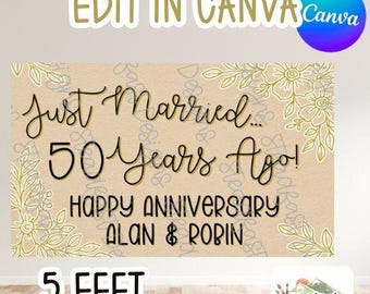Vorlage für ein Banner zum Hochzeitstag | Bearbeitbare Canva-Datei (Digitaler Download)