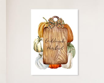 Finally Autumn Poster – Watercolor Pumpkin Decoration | Autumn Picture for Kitchen & Living Room | Vintage Country House Autumn Wall Art