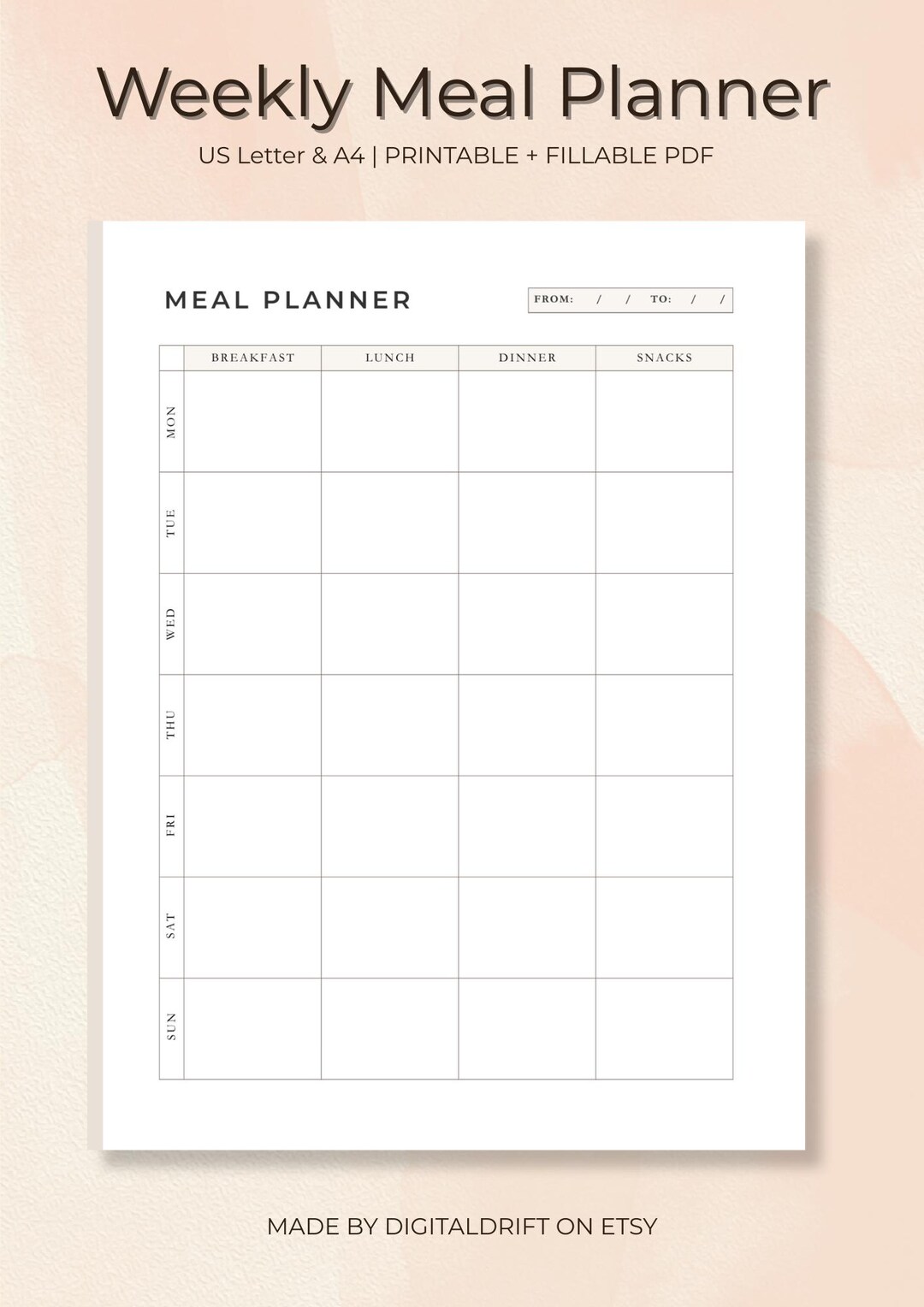 Weekly Meal Planner Printable | Bonus Meal Plan for Women Over 40 Who ...