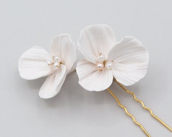 Charlotte Hairpins | Bridal Hairpins | Floral Hairpins | Bridal Hair Accessorie | Clay Flowers | Wedding Hair Pins