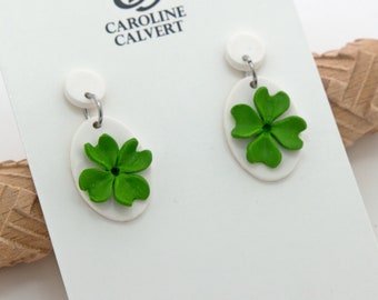 Four Leaf Clover / Green Earrings / St Patricks Day Earrings