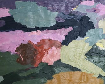 Camuflaje de paisaje: arte abstracto original firmado por el artista