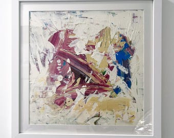 Helado de lápiz labial: una pintura abstracta original sobre lienzo, enmarcada y firmada por el artista.