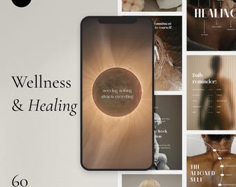 Wellness Instagram Templates Canva: Holistic Self-Care Social Media Bundle