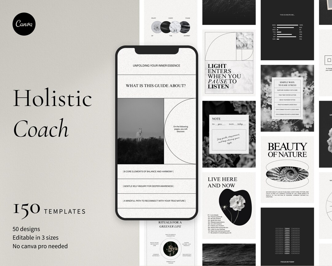 Holistic Coach Canva Templates: Wellness & Mindfulness Social Media Kit ...