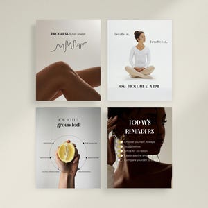 Plantillas de Instagram para el bienestar en Canva: Paquete de redes sociales para el autocuidado holístico imagen 14