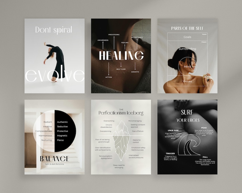 Plantillas de Instagram para el bienestar en Canva: Paquete de redes sociales para el autocuidado holístico imagen 7