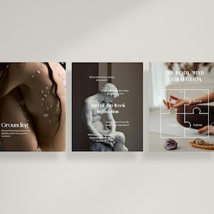 Plantillas de Instagram para el bienestar en Canva: Paquete de redes sociales para el autocuidado holístico imagen 8