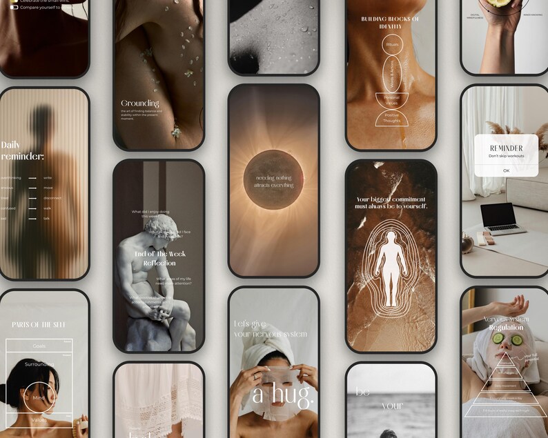 Plantillas de Instagram para el bienestar en Canva: Paquete de redes sociales para el autocuidado holístico imagen 13
