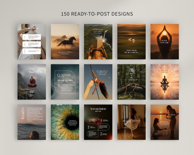 Plantillas de Instagram para el bienestar en Canva: Paquete de redes sociales para el autocuidado holístico imagen 3