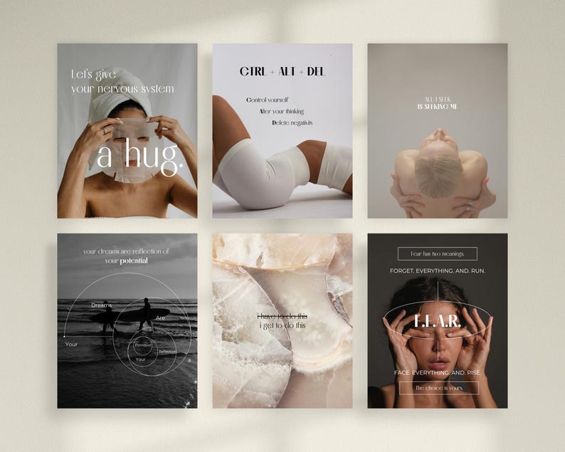 Plantillas de Instagram para el bienestar en Canva: Paquete de redes sociales para el autocuidado holístico imagen 11