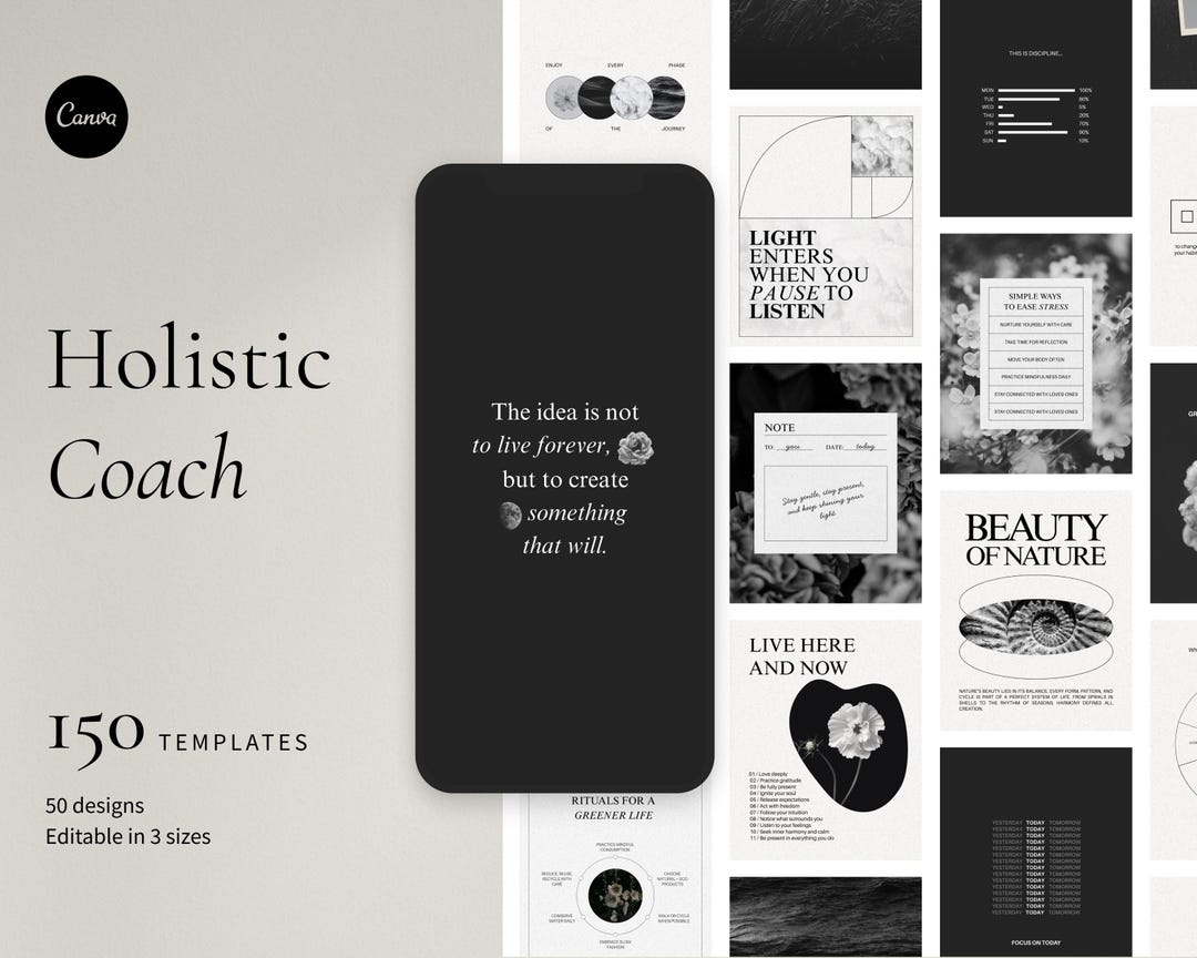 Holistic Wellness Instagram Templates | Self-care Canva Bundle for ...