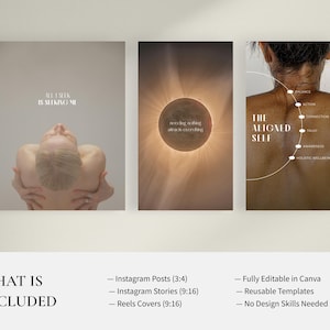 Plantillas de Instagram para el bienestar en Canva: Paquete de redes sociales para el autocuidado holístico imagen 2