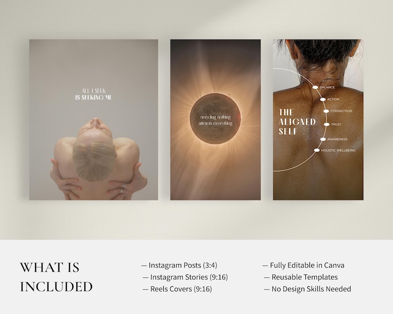 Plantillas de Instagram para el bienestar en Canva: Paquete de redes sociales para el autocuidado holístico imagen 2