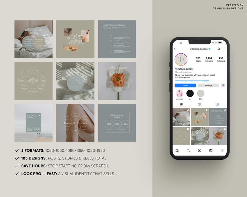 Wellness Coach Instagram Templates, 105 Canva Posts Stories Reels - Etsy
