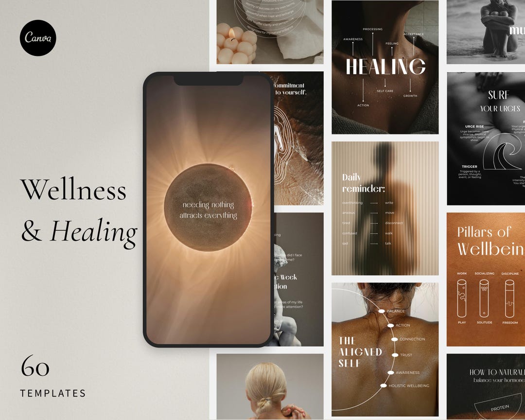 Wellness Instagram Templates Canva: Holistic Self-care Social Media ...