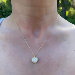 Love Necklace with Diamond Heart  Dainty Pave Pendant in Silver, Cute Gift for Her Diamond Heart Necklace  Minimalist Pave Pendant in Silver