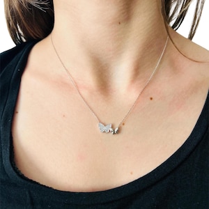 Sterling Silver Butterfly Pendant Necklace: Dainty Celestial Jewelry