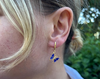 Dainty Butterfly Earrings: 925 Sterling Silver Wing Studs