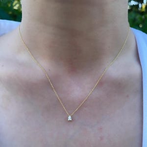 Bridal Jewelry Silver Necklace – Solitaire Charm Pendant – Gift for Her – Dainty Bridal Necklace – Minimalist Wedding Jewelry