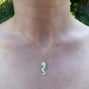 Silver Sea Horse Pendant Necklace – Ocean Animal Charm, 925 Beach Jewelry, Gift for Her, Handmade and Dainty Dainty Beach Jewelry