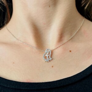 Sterling Silver Origami Penguin Women Girls Necklace Jewellery Gift for her Partner Wife Fiance friend Girlfriend Minimalist Zircon Necklace