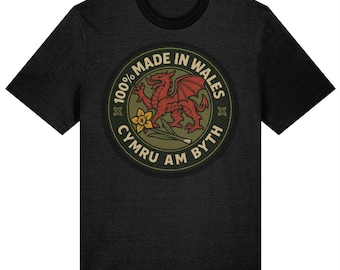 Welsh Dragon T-Shirt: 100% Organic Cotton, Made in Wales