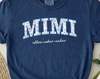 Personalized Floral Toile Comfort Colors® T-Shirt | Custom Names Mother's Day Tee