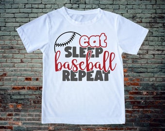 Eat Sleep Baseball Repeat T-Shirt - Youth & Adult Sizes