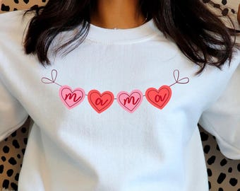 Mama and Mini Matching Valentine's Day Heart Banner PNG | Digital File Clip Art