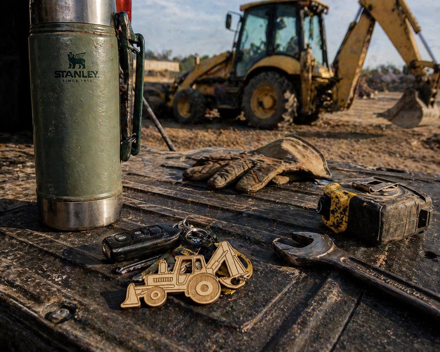 Digger Key Chain Digger Tractor Backhoe Wood Keychain - Etsy